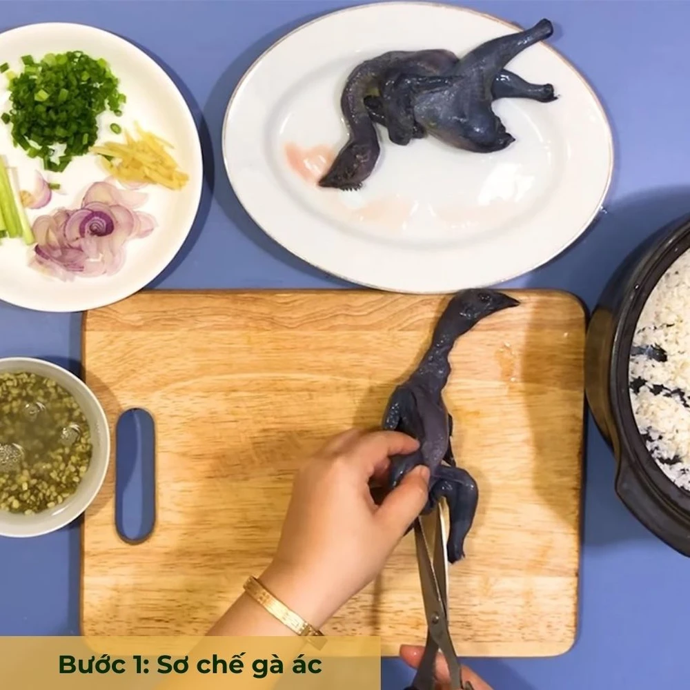 bước 1 sơ chế gà ác