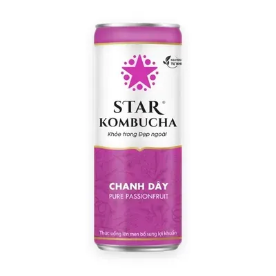Trà lên men bổ sung lợi khuẩn vị chanh dây Star Kombucha lon 250ml