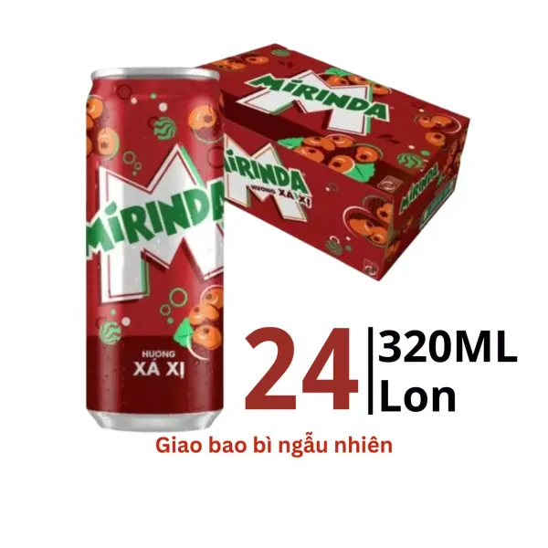 Thùng 24 lon nước ngọt Sleek Mirinda hương xá xị 320ml