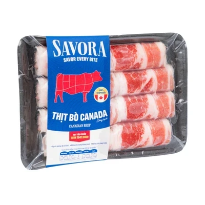 Ba chỉ bò Canada đông lạnh cắt cuộn Savora 250g