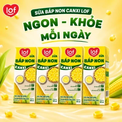 Lốc 4 hộp sữa bắp non canxi Lof 180ml