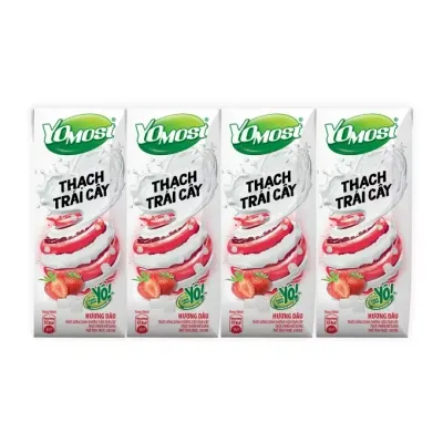 Lốc 4 hộp sữa chua uống Yomost thạch trái cây hương dâu 180ml