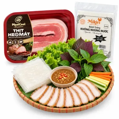 Combo bánh tráng cuốn ba rọi heo