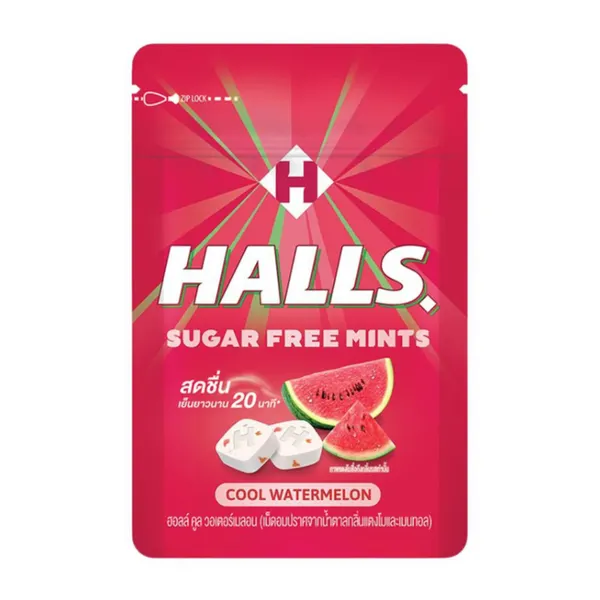 Kẹo ngậm Halls không đường vị dưa hấu gói 15.4g