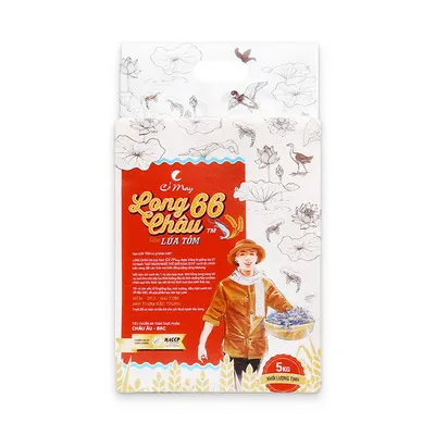 Gạo Long Châu 66 (ST25 lúa tôm) Cỏ May hút chân không túi 5kg