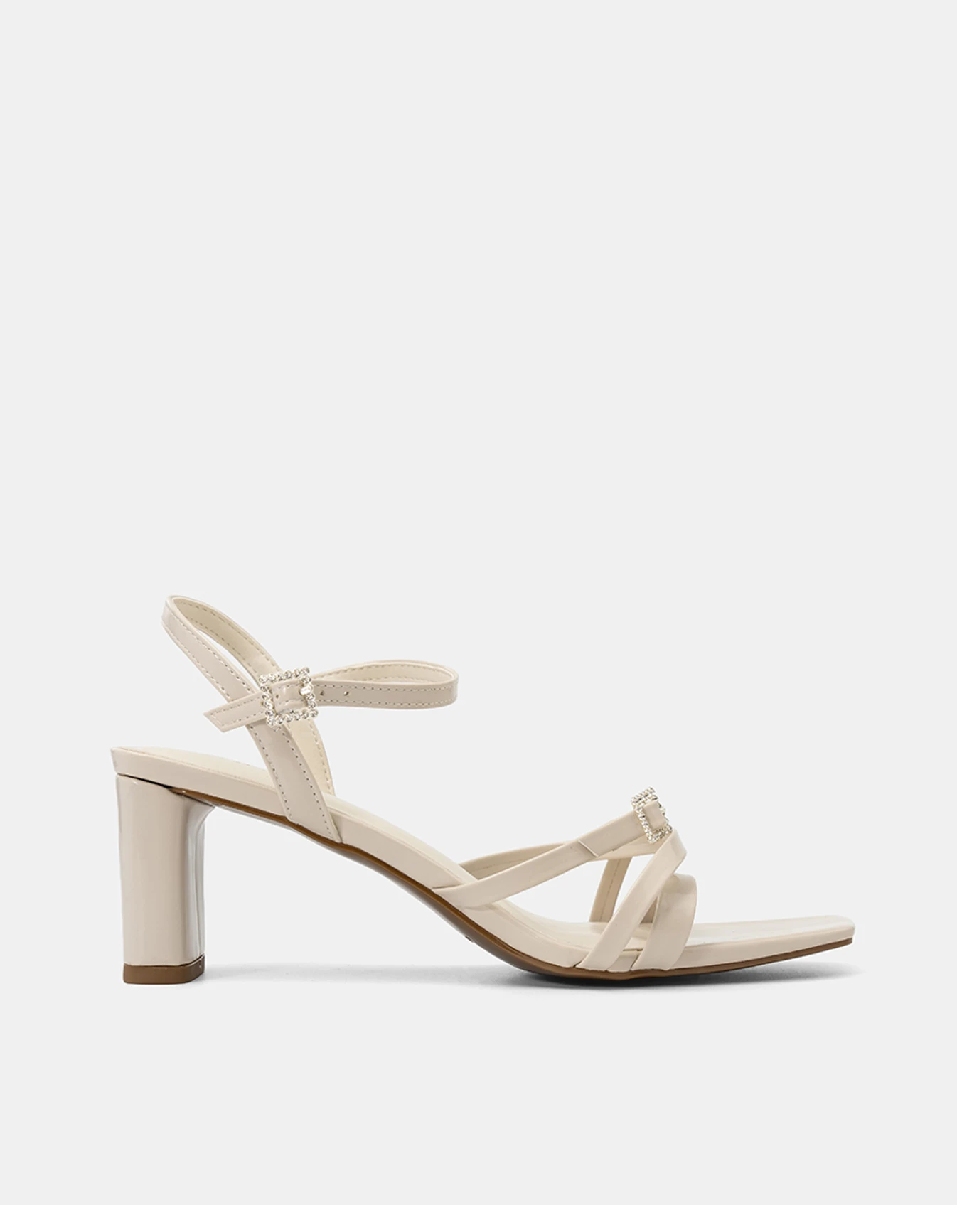 Giày Sandal Gót Vuông Phối Khóa Đá - Image 1