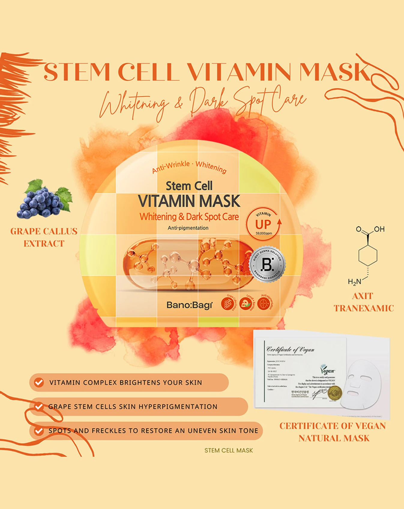 Mặt nạ Banobagi Stem Cell Vitamin Mask Whitening & Dark Spot Care - Image 3