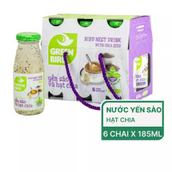 Lốc nước yến sào hạt chia Green Bird chai 185ml (1 Lốc)