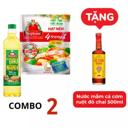 Combo 1 gói hạt nêm Neptune 380g và 1 chai dầu đậu nành Meizan 1L