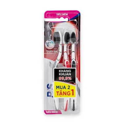 Bàn chải đánh răng than hoạt tính P/S bộ 3 cây