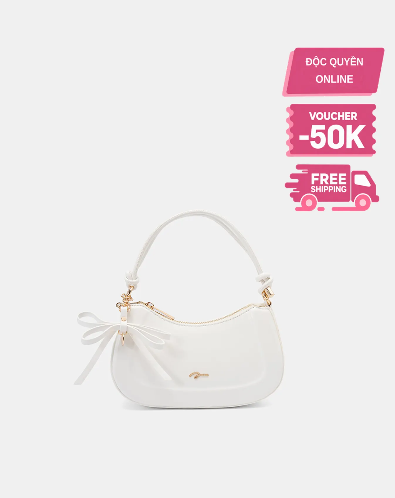 Túi xách nữ nhỏ đi tiệc JUNO da PU mềm kèm charm nơ nữ tính TXN1055 - Image 2
