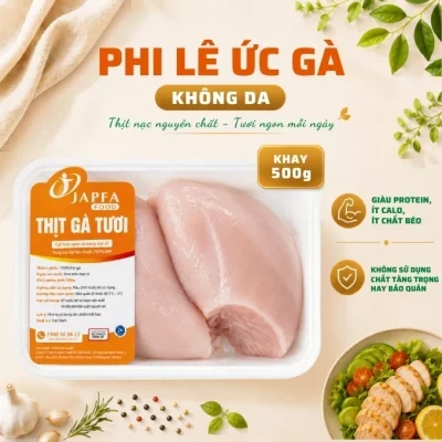 Phi lê ức gà không da Japfa khay 500g