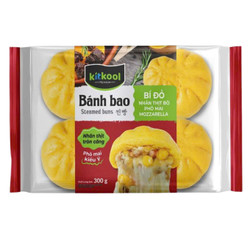 Bánh bao bí đỏ nhân thịt bò phô mai Mozzarella Kitcool gói 300g (1 Gói)