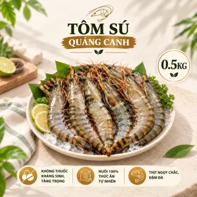Tôm sú quảng canh (20-25 con/kg) túi 0.5Kg