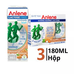 Lốc sữa tiệt trùng không đường Lactose vị hạnh nhân Anlene hộp 180ml (3 Hộp)