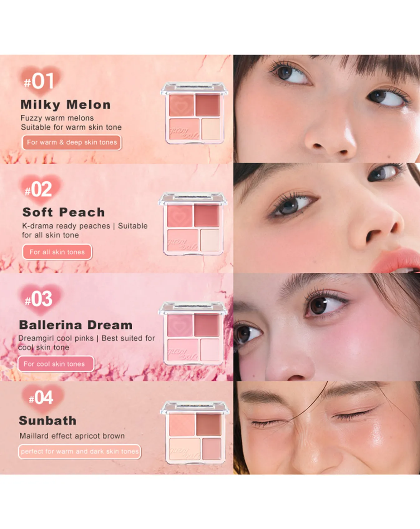 Phấn Má Và Phấn Bắt Sáng 4 Ô Judydoll Blush & Highlight Palette - Image 3