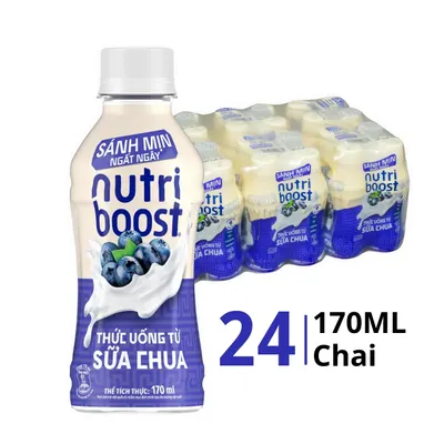 Thùng 24 chai nước uống từ sữa chua Nutri Boost vị việt quất 170ml