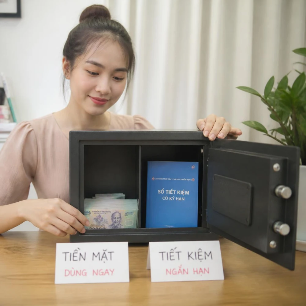 Cách phân bổ quỹ khẩn cấp an toàn và thanh khoản cao. (Ảnh được tạo bởi AI)