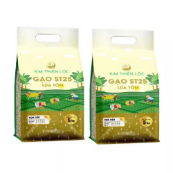 Combo 2 gạo ST25 lúa tôm Kim Thiên Lộc túi 5kg (2 Túi)