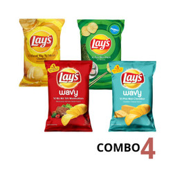 Combo Lay's - 4 gói bánh snack khoai tây nhiều vị 90g