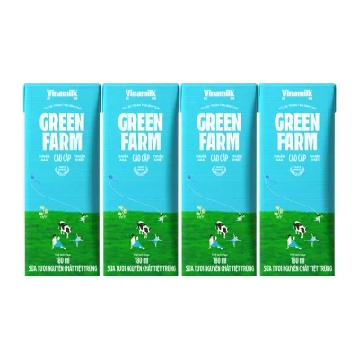 Lốc 4 hộp sữa tươi tiệt trùng Vinamilk Green Farm không đường 180ml