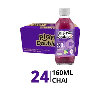 Thùng 24 chai nước giải khát PlayMore Double C vị nho đỏ và nho trắng 160ml