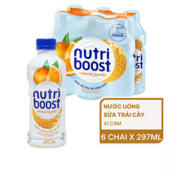 Lốc nước sữa trái cây vị cam Nutri Boost chai 297ml (6 Chai)