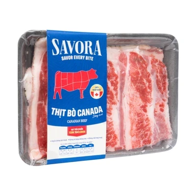Ba chỉ bò Canada đông lạnh cắt lát Savora 250g