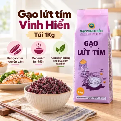 Gạo lứt tím Vinh Hiển túi 1kg