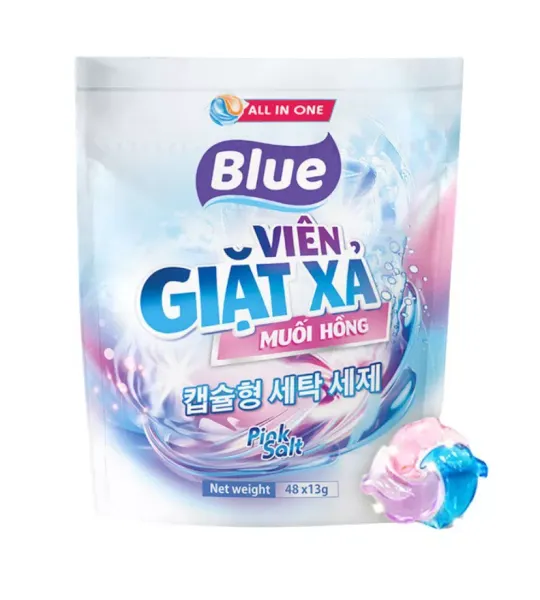 Viên giặt xả muối hồng Blue túi 13g x 48 viên