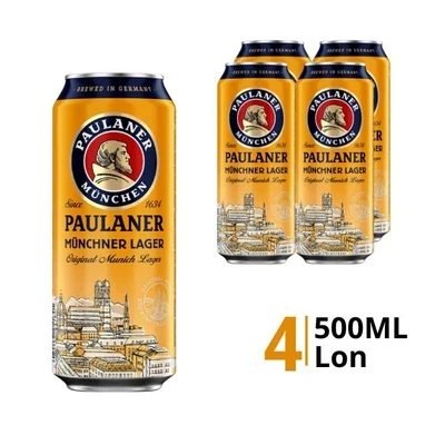 Lốc 4 lon bia Paulaner Munich Lager 4.9% 500ml