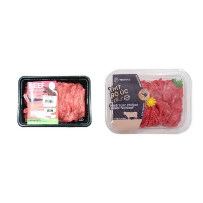 Combo Đùi lá cờ bò cắt lát Freshfoco khay 250g + Đùi gọ bò Úc cắt xào Freshfoco khay 175g