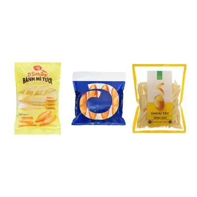 Combo Bánh mì tươi đông lạnh O'Smiles (5x70g) + Bánh mì tươi Việt Nam Oplant 10x30g + Khoai tây đông lạnh Trần Gia