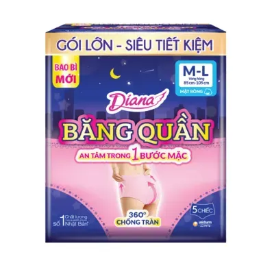 Băng vệ sinh ban đêm dạng quần size M-L Diana gói 5 miếng