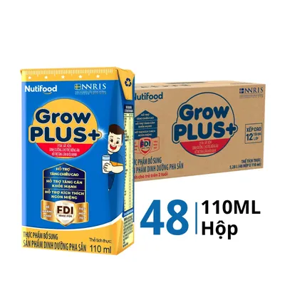 Thùng 48 hộp sữa bột pha sẵn tăng cân khỏe mạnh GrowPlus+ 110ml