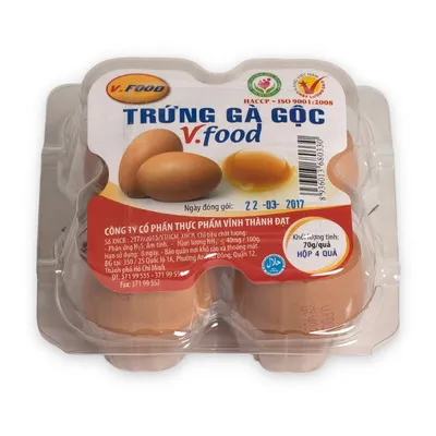 Trứng gà gộc Vfoods hộp 4 quả 70g±2g