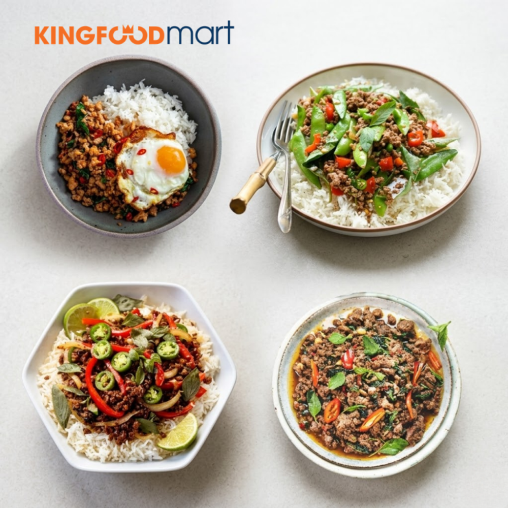 Pad Kra Pao bò: Món thịt bò xào lá quế cay nồng chuẩn Thái