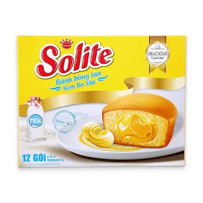 Bánh bông lan kem bơ sữa Solite hộp 23g x 12 cái