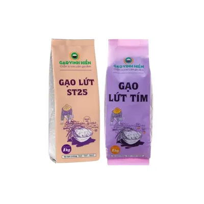 Combo 2 túi gạo lứt tím và thơm ST25 Vinh Hiển