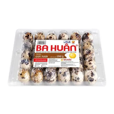 Trứng cút 9g ± 2g Ba Huân hộp 30 quả
