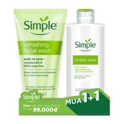 Sữa rửa mặt Gel sạch thoáng Simple 150ml + nước tẩy trang 200ml (1 Bộ)