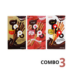 Ăn vặt cho bé - 3 gói bánh que toppo nhiều vị Lotte