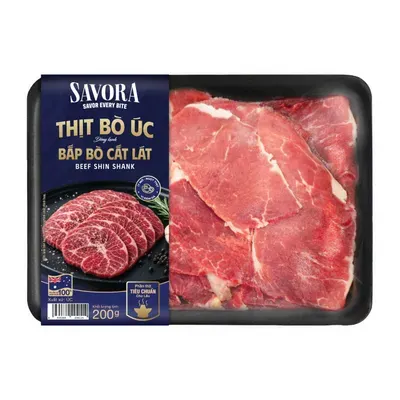 Bắp bò Savora Úc cắt lát đông lạnh khay 200g
