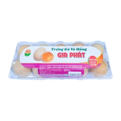 Trứng gà Gia Phát vỏ hồng hộp 10 quả 55-57g