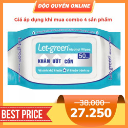 Khăn ướt cồn 50 miếng Letgreen gói 270g (1 Gói)