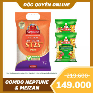 Neptune & Meizan: Gạo ST25+ 5kg và 2 gói Nui rau củ chữ C 200g