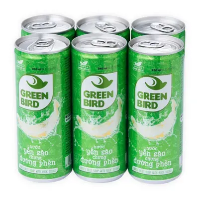 Lốc 6 lon nước yến sào Green Bird chưng đường phèn 240ml