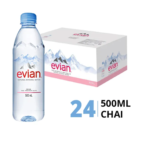 Thùng 24 chai nước khoáng Evian 500ml