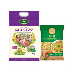 Combo Gạo thơm ST25+ Vua Gạo 5kg và Nui ống dài thượng hạn Nuffam 400g