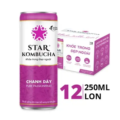 Thùng trà lên men bổ sung lợi khuẩn vị chanh dây Star Kombucha 250ml